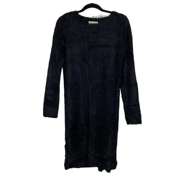 IF IT WERE ME Fuzzy Soft Cozy Black Long Sleeve Sweater Midi Dress Whimsigoth M - Picture 4 of 16